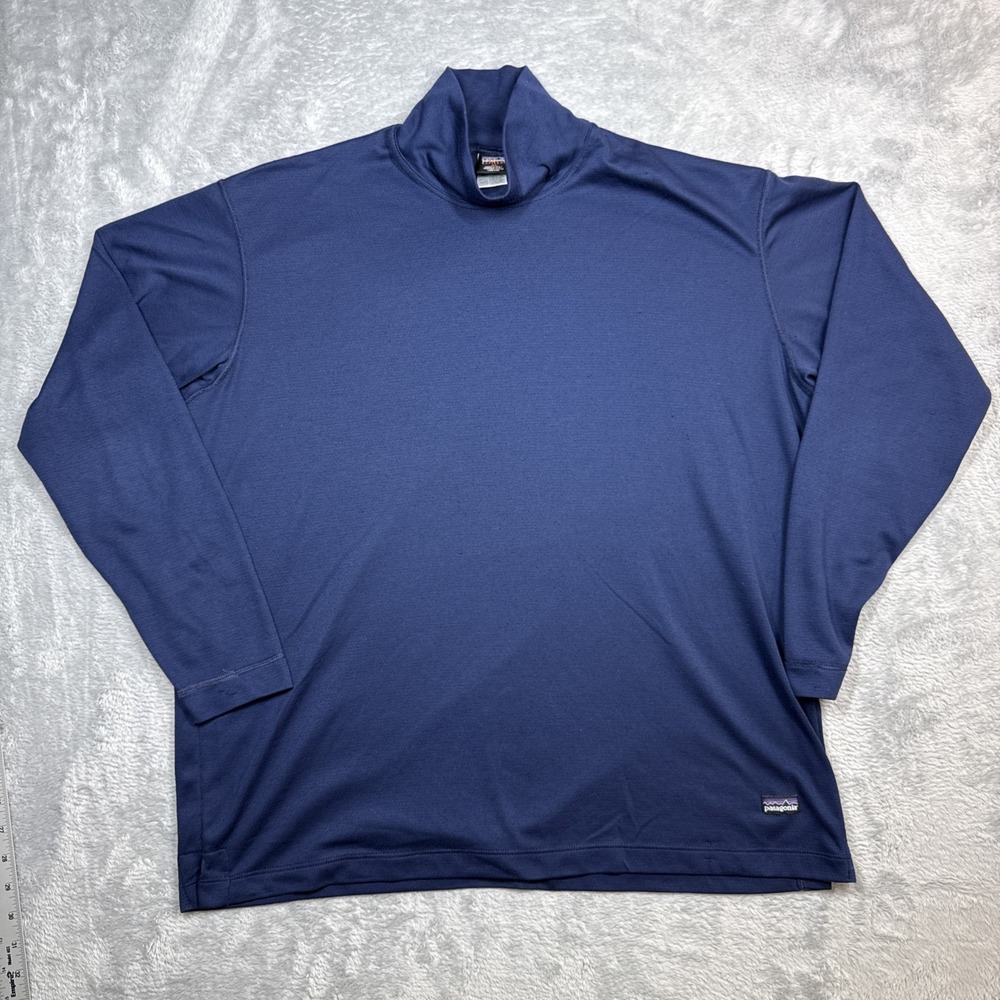Vintage Patagonia Capilene Long Sleeve Turtleneck Base Layer Shirt Men XL Blue